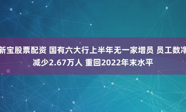 新宝股票配资 国有六大行上半年无一家增员 员工数净减少2.67万人 重回2022年末水平
